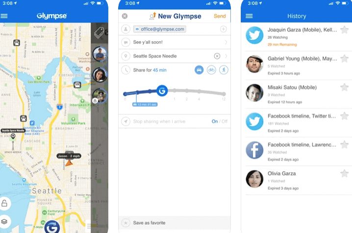 Glympse best rated free iPhone tracking app