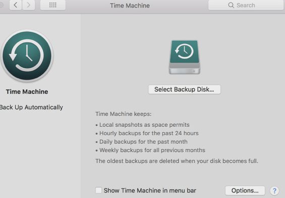 create a backup using time machine on external hard drive before erasing macbook