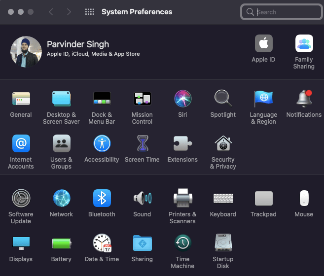 Open System preferences and keyboard shortcut
