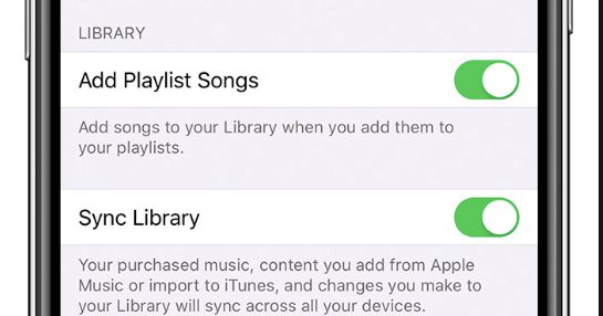 toggle off sync library to turn off icloud music library on iphone