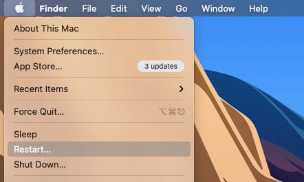 Restart your Mac to fix mac camera