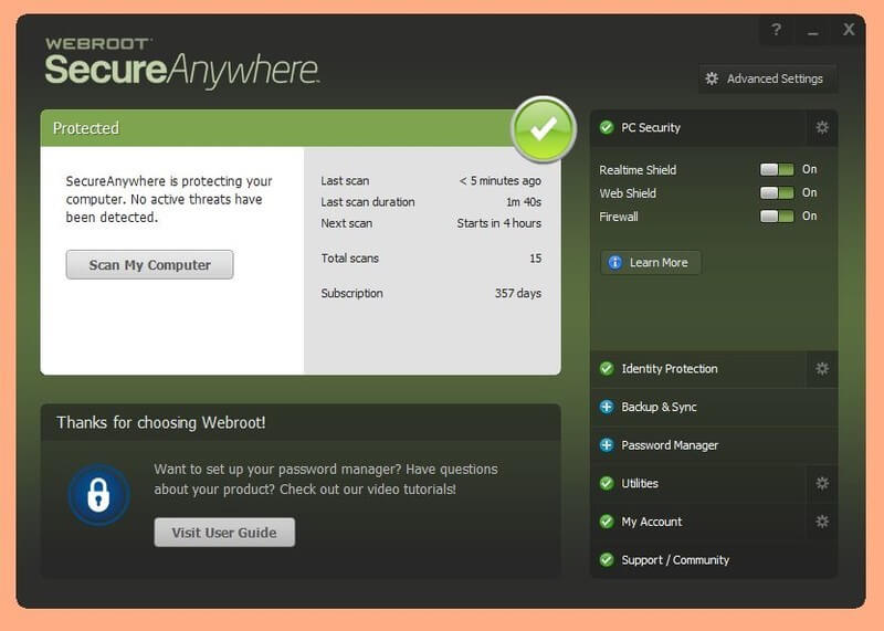 Webroot SecureAnywhere best for phishing emails and online security