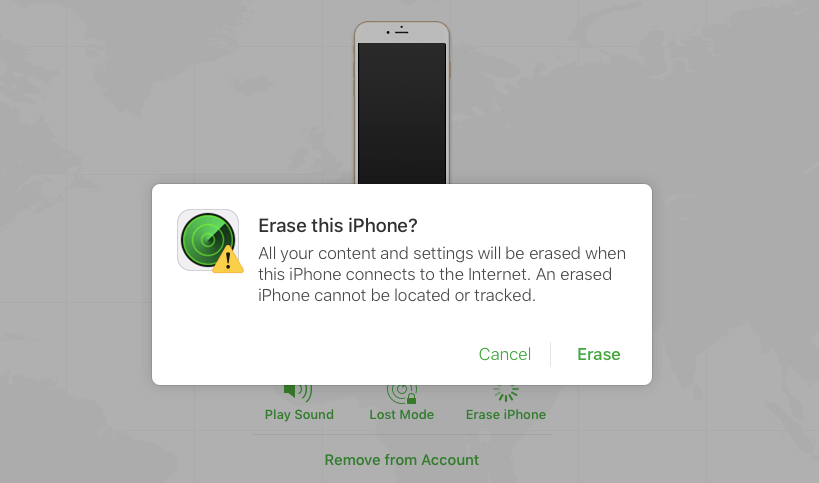 4 click on erase this iPhone to turn off find my iphone on your Computer Using any browser