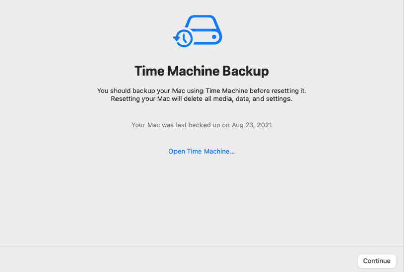 open Time Machine and back up to an external storage device