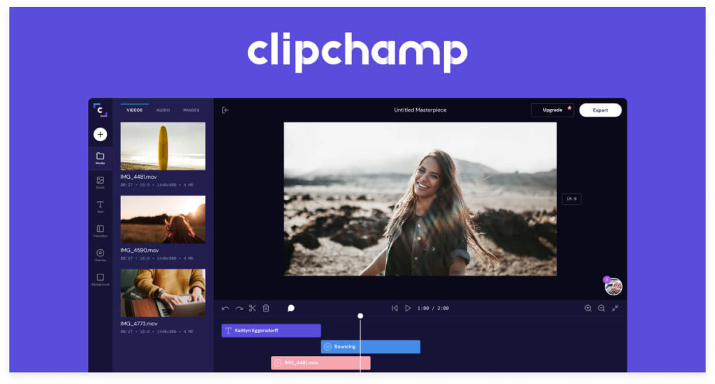 ClipChamp well-known free online video editing tool
