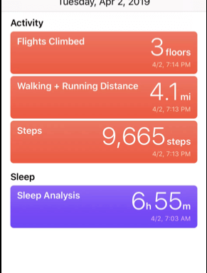 See steps data on iphone