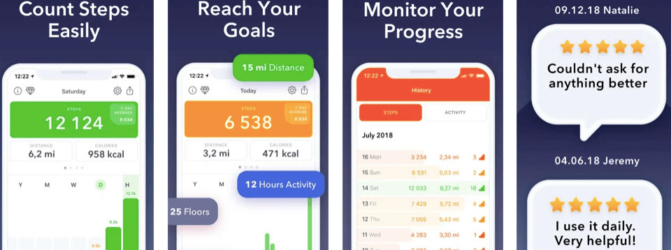 Stepz iOS Walking pedometer for steps counting
