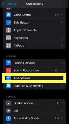 Tap on Audio visual settings