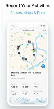 Use GPS to track your outdoor walking, hiking, running and biking on a map