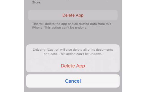 Deleteing will delete all documents and data of the app