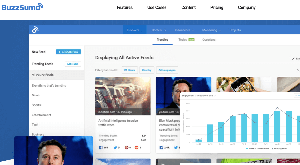 Buzzsumo - Use content insights to generate ideas, create high-performing content, monitor your performance and identify influencers.