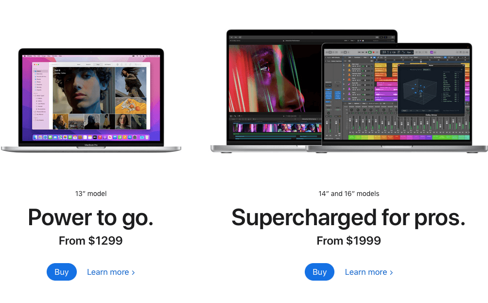 Decide whether you want the 13- or 16-inch MacBook Pro model