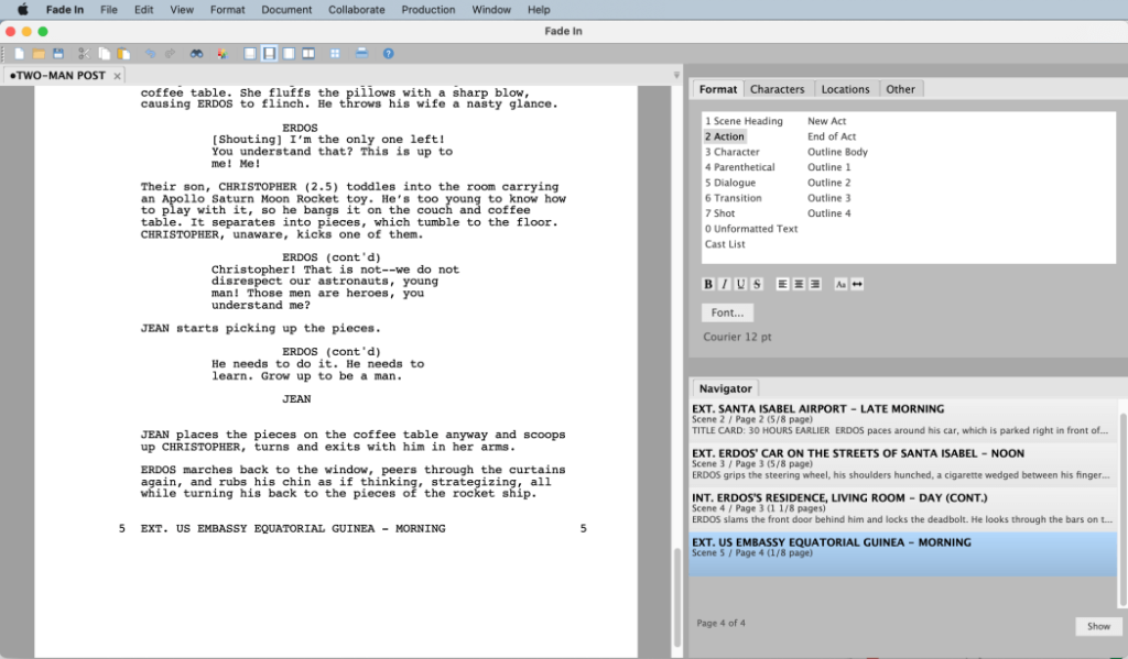 Fade In is one of the best writing tools I have found for screenwriting.