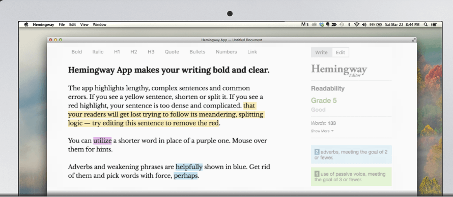 Hemingway Editor cuts the dead weight from your writing. It highlights wordy sentences in yellow and more egregious ones in red.