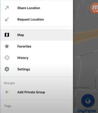 Open glympse app and request location for the iPhone you want to track