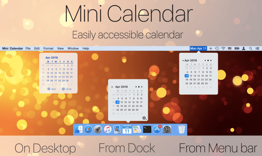 Mini Calendar - Most convenient way to open the calendar on your MacBook