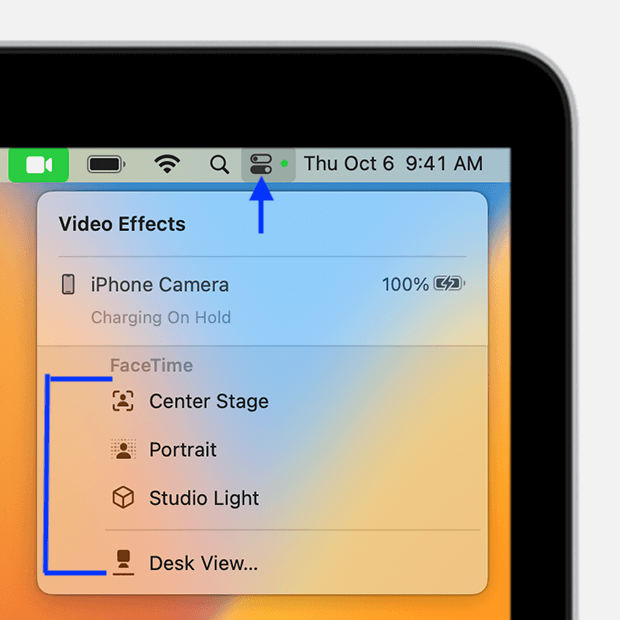 Open FaceTime, Skype, Zoom or any other Video app