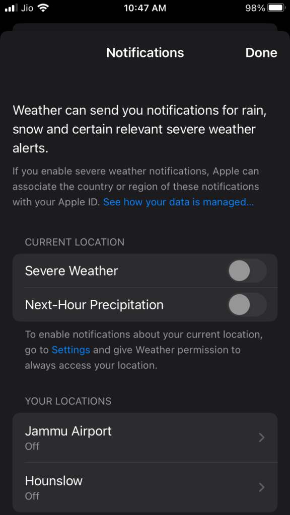Weather notifications