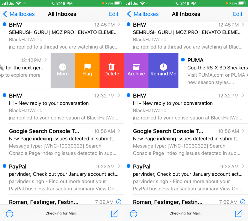 Swipe to delete emails on iPhone and iPad
